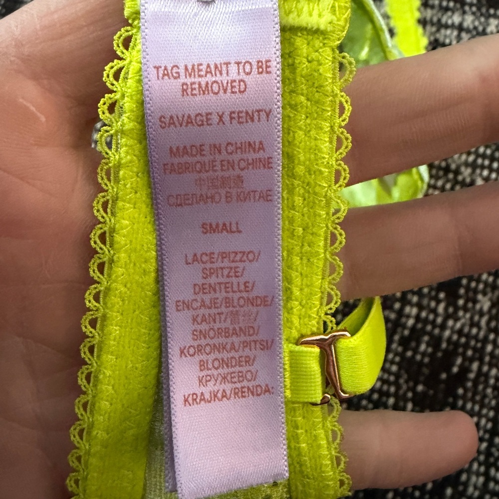 Savage X Fenty Neon Yellow Floral Lace Bralette - Picture 4 of 4